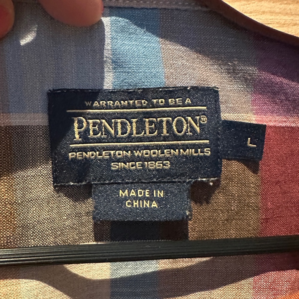 Pendleton Plaid Cotton Button Down, Large - image 3